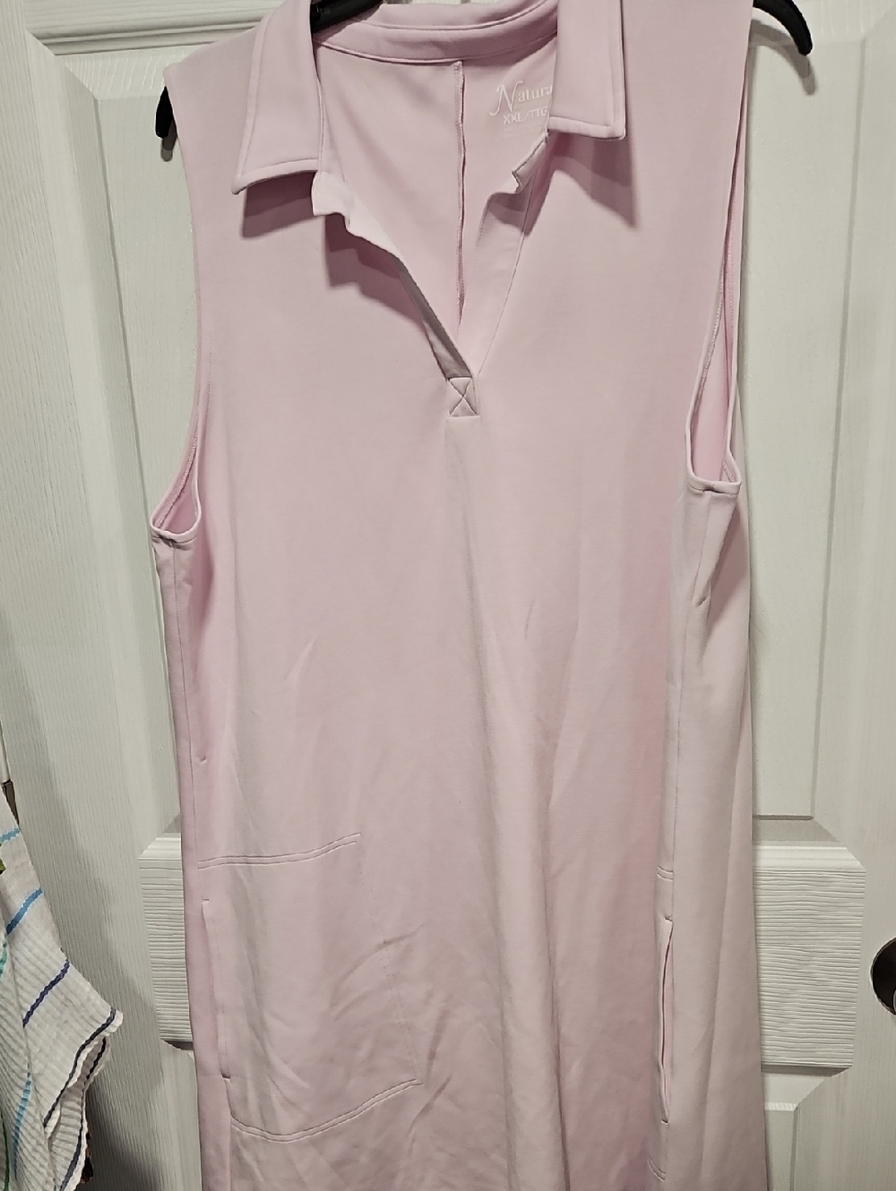 Sleeveless Polo Shift Dress - Light Pink
